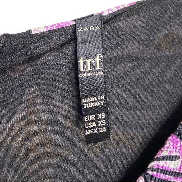 714. Zara TRF Gathered Mini V-Neck 3/4 Length Ruffled Sleeve Mini Dress Size XS - Picture 5 of 6